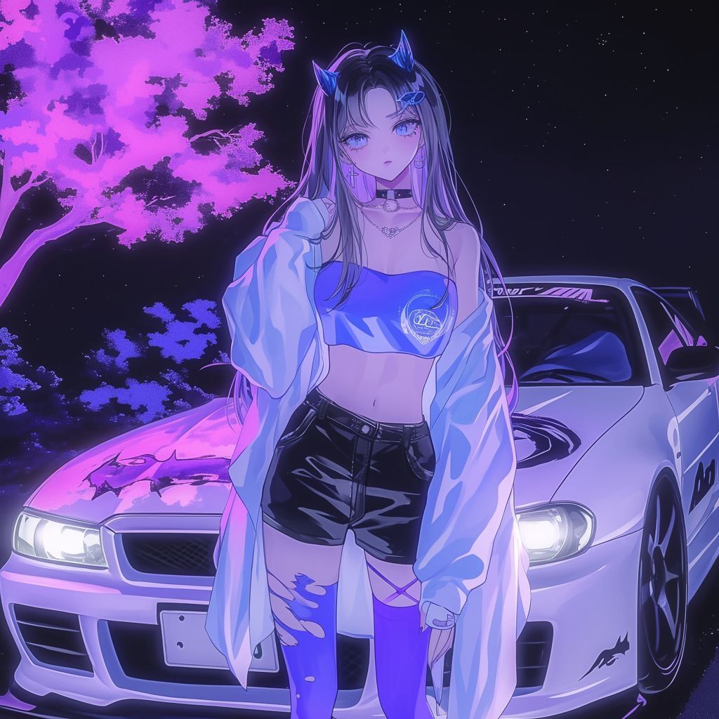 JDM Car w anime girl