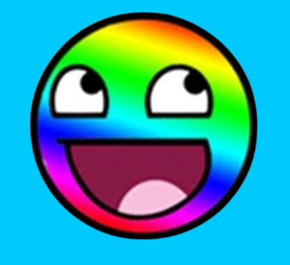 Rainbow face with blue background 